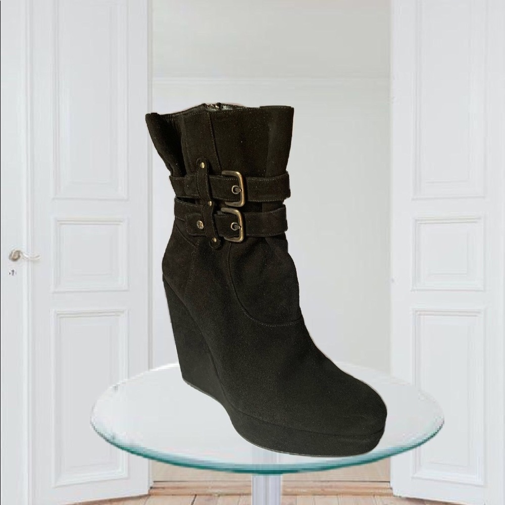 Stuart Weitzman WedgeHolster Black Suede Ankle Boots Size 9 - Picture 11 of 11